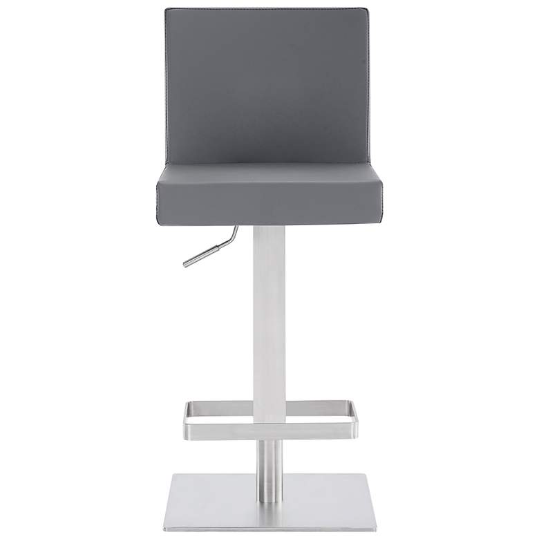 Image 7 Legacy Adjustable Swivel Barstool in Brushed Stainless Steel Finish, Gray more views