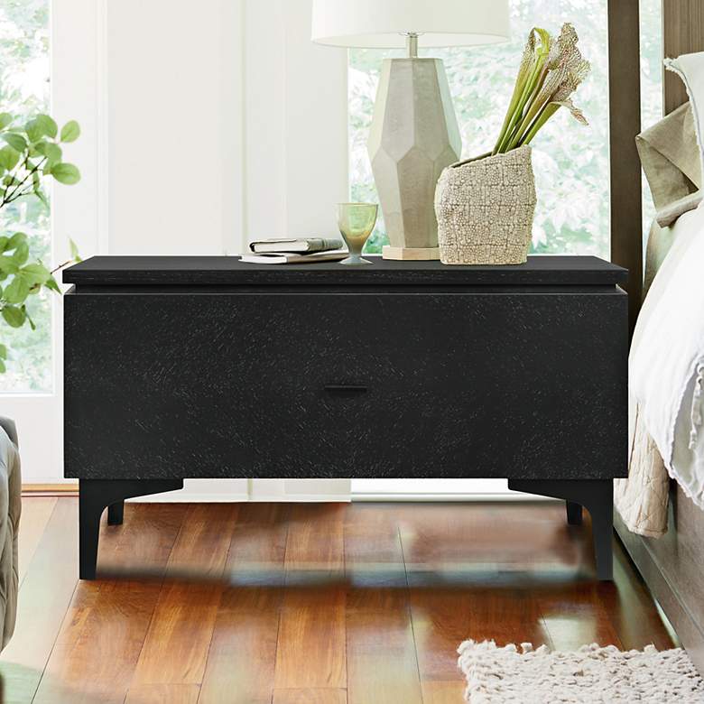 Image 1 Legend 28" Wide Black Glaze Ash Veneer Nightstand w/ Drawer
