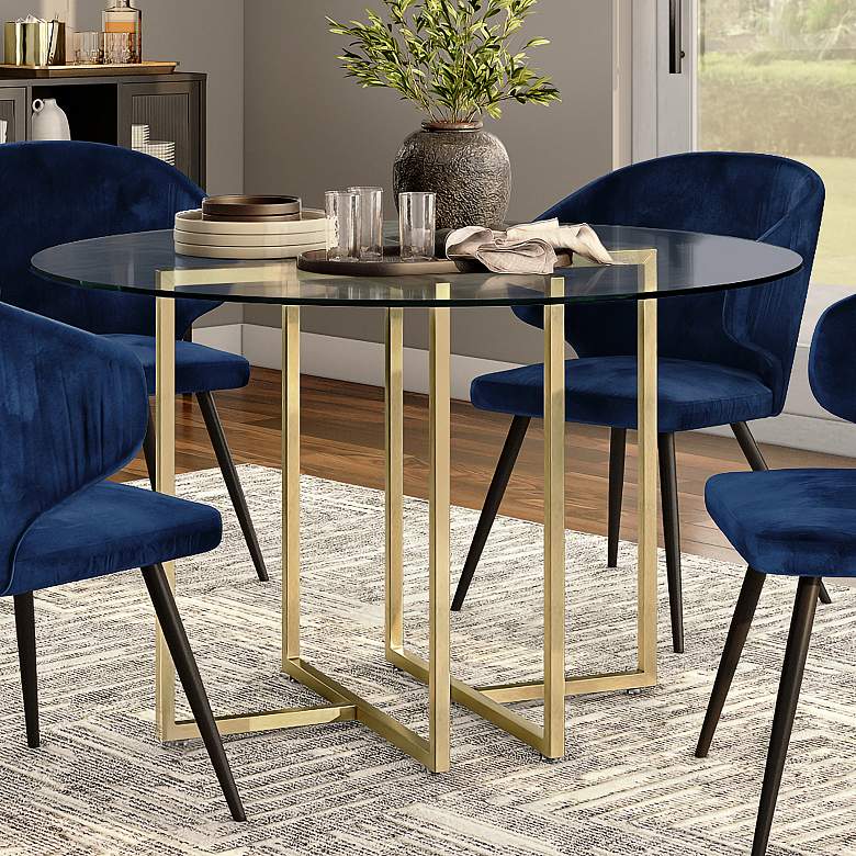 Image 1 Legend 36 inch Wide Brushed Gold Round Dining Table
