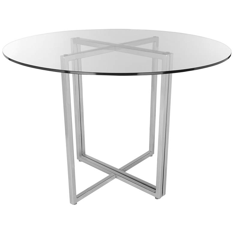 Image 3 Legend 36 inch Wide Brushed Steel Round Dining Table