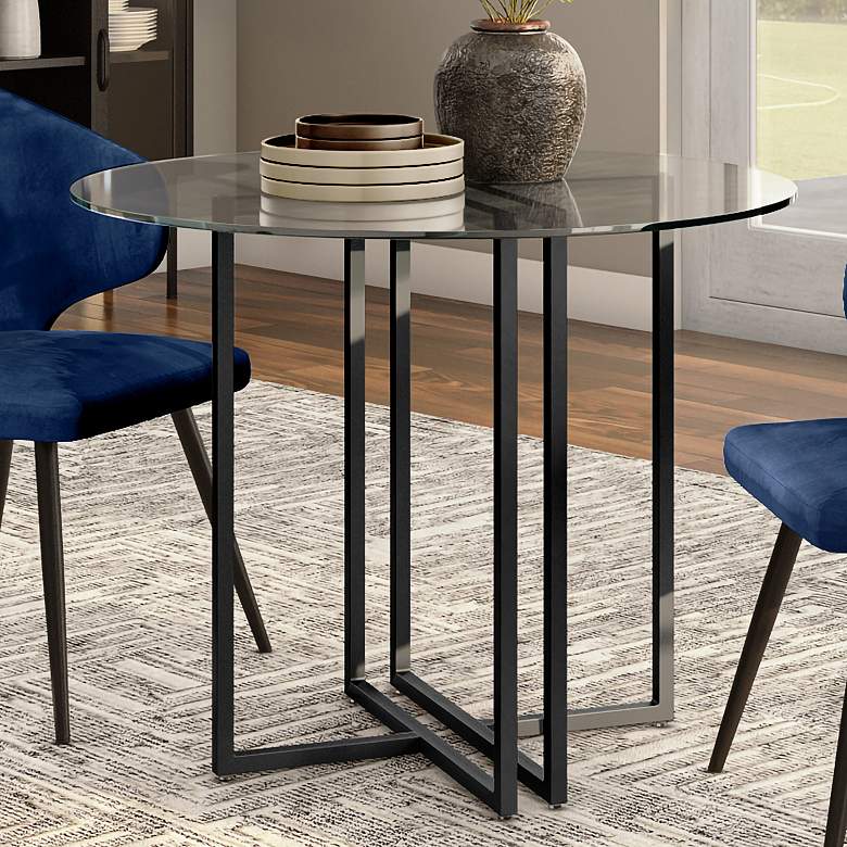 Image 1 Legend 36" Wide Matte Black Steel Round Dining Table