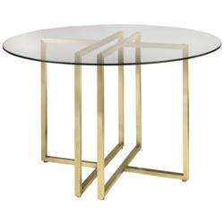 Legend 42&quot; Wide Brushed Gold Round Dining Table