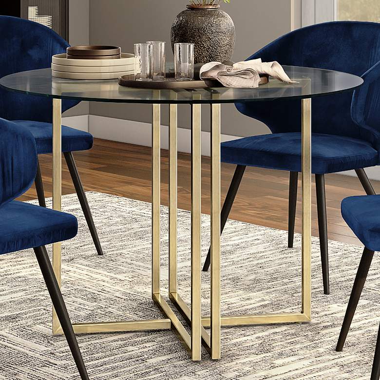 Image 2 Legend 42" Wide Brushed Gold Round Dining Table