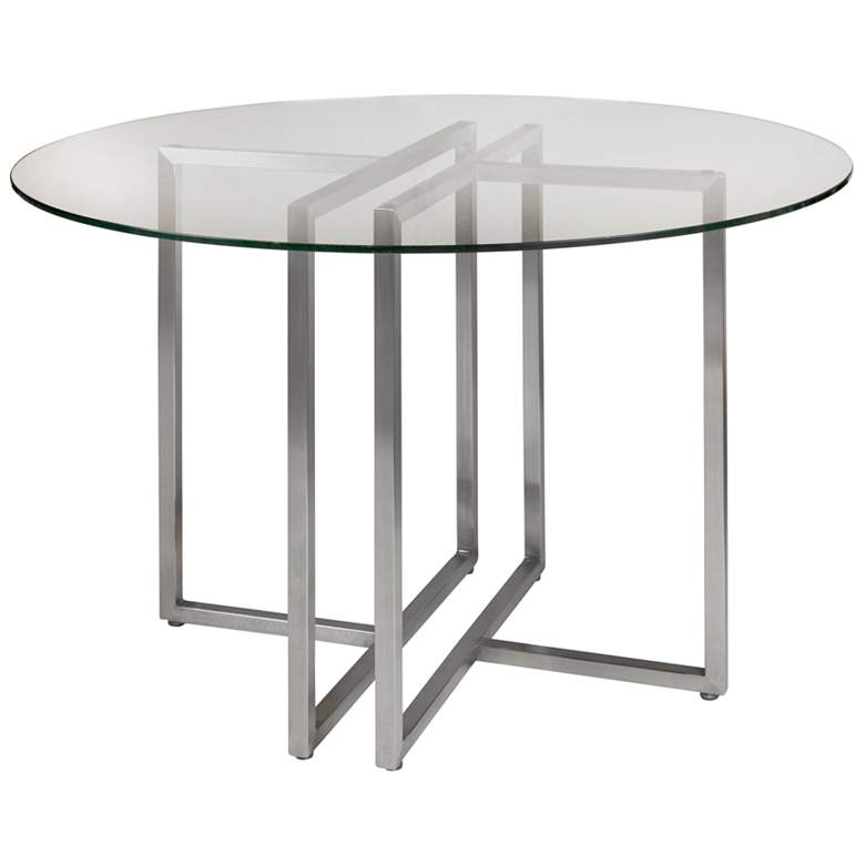 Image 1 Legend 42" Wide Brushed Steel Round Dining Table