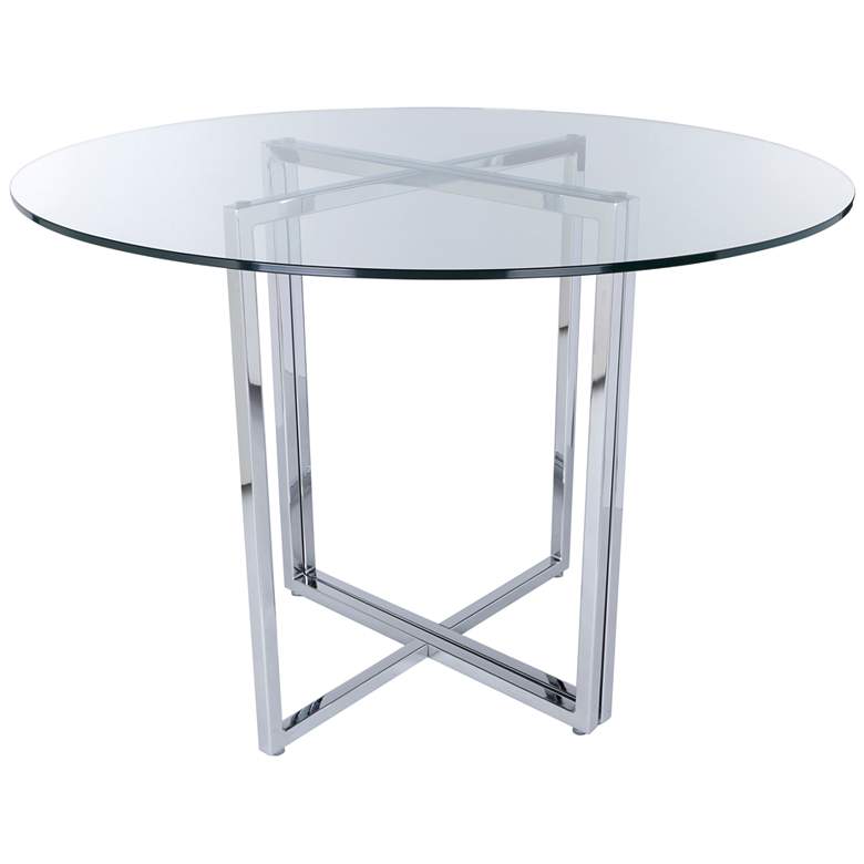 Image 3 Legend 42" Wide Chrome Steel Round Dining Table more views