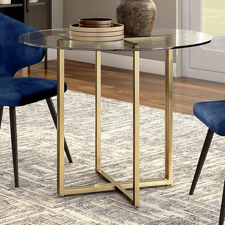 Image 2 Legend 48" Wide Brushed Gold Round Dining Table