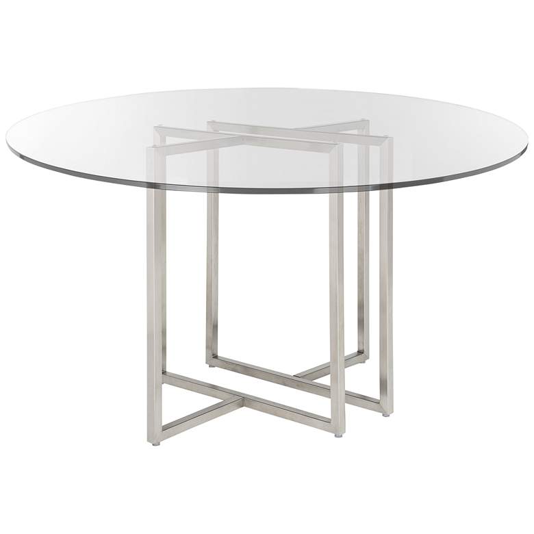 Image 2 Legend 48 inch Wide Brushed Steel Round Dining Table