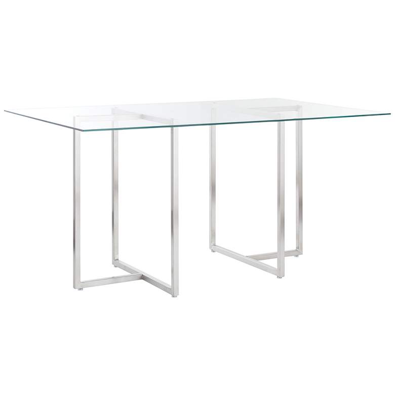 Image 1 Legend 48 inch Wide Glass Brushed Steel Rectangular Dining Table
