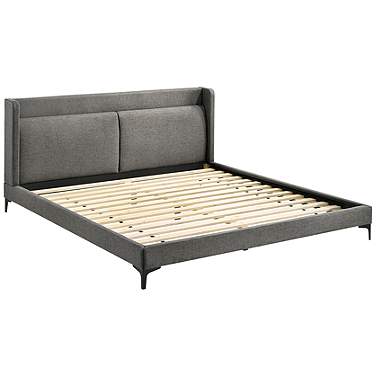 Legend King Platform Bed in Rubberwood, Metal and Fabric