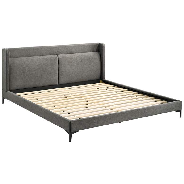 Image 1 Legend King Platform Bed in Rubberwood, Metal and Fabric
