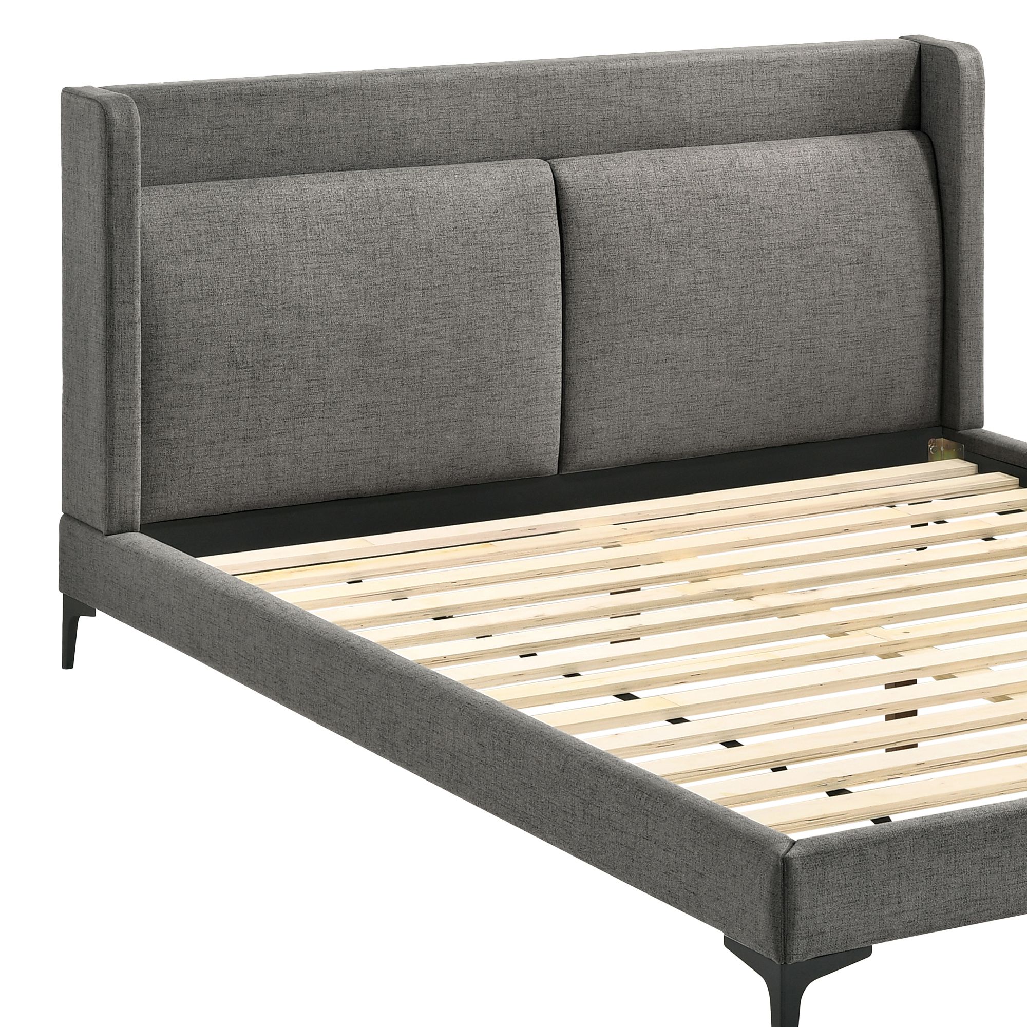 Image 3 Legend Queen Platform Bed in Rubberwood, Metal and Fabric more views