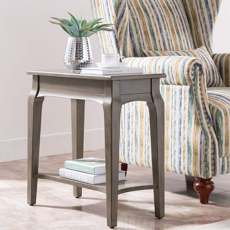 Image 1 Leick 12 inch Wide Smoke Gray Narrow 1-Shelf Chairside Table