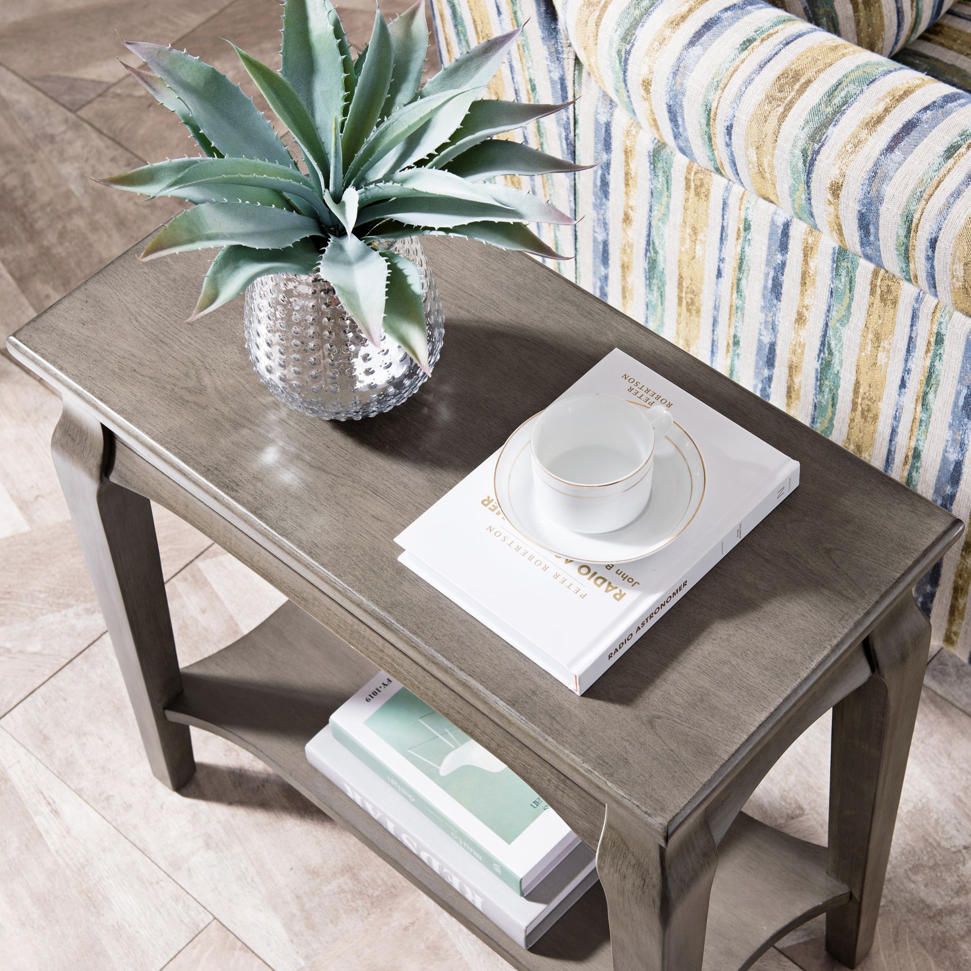 Leick 12" Wide Smoke Gray Narrow 1-Shelf Chairside Table