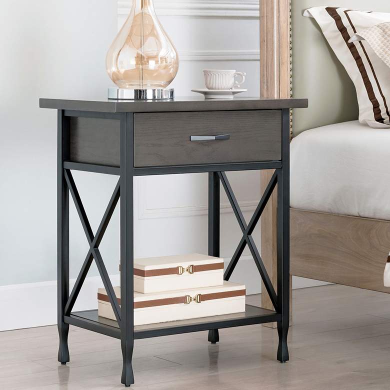 Image 1 Leick 24" Wide Smoke Gray 1-Drawer Nightstand