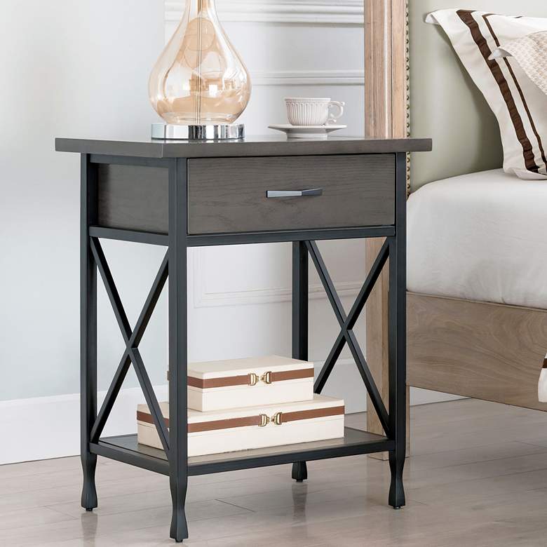 Image 1 Leick 24 inch Wide Smoke Gray 1-Drawer Nightstand