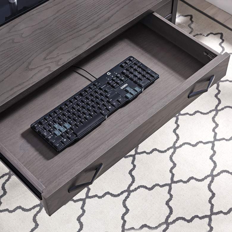 Image 6 Leick 46" Wide Smoke Gray Computer Writing Desk more views