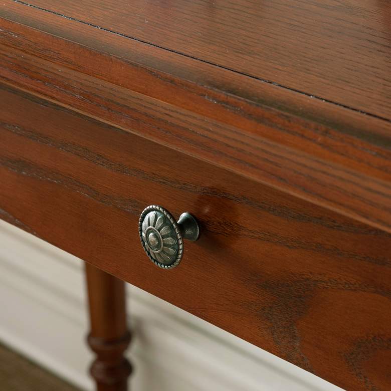 Image 3 Leick 48" Wide Farmhouse Mission Oak Wood Laptop Desk more views