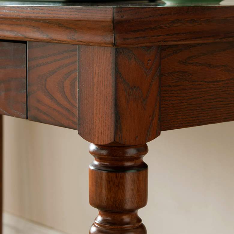 Image 4 Leick 48" Wide Farmhouse Mission Oak Wood Laptop Desk more views