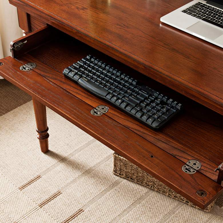 Image 6 Leick 48" Wide Farmhouse Mission Oak Wood Laptop Desk more views