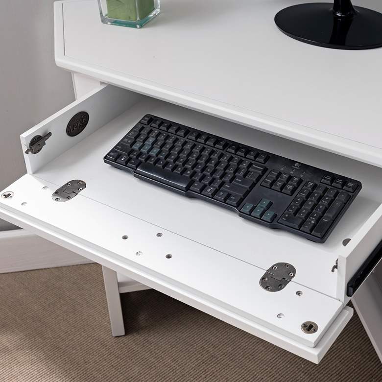 Image 6 Leick 48" Wide White Wood 1-Drawer Corner Computer Desk more views