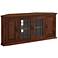 Leick 56" Wide Burnished Oak Leaded Glass Corner TV Cabinet