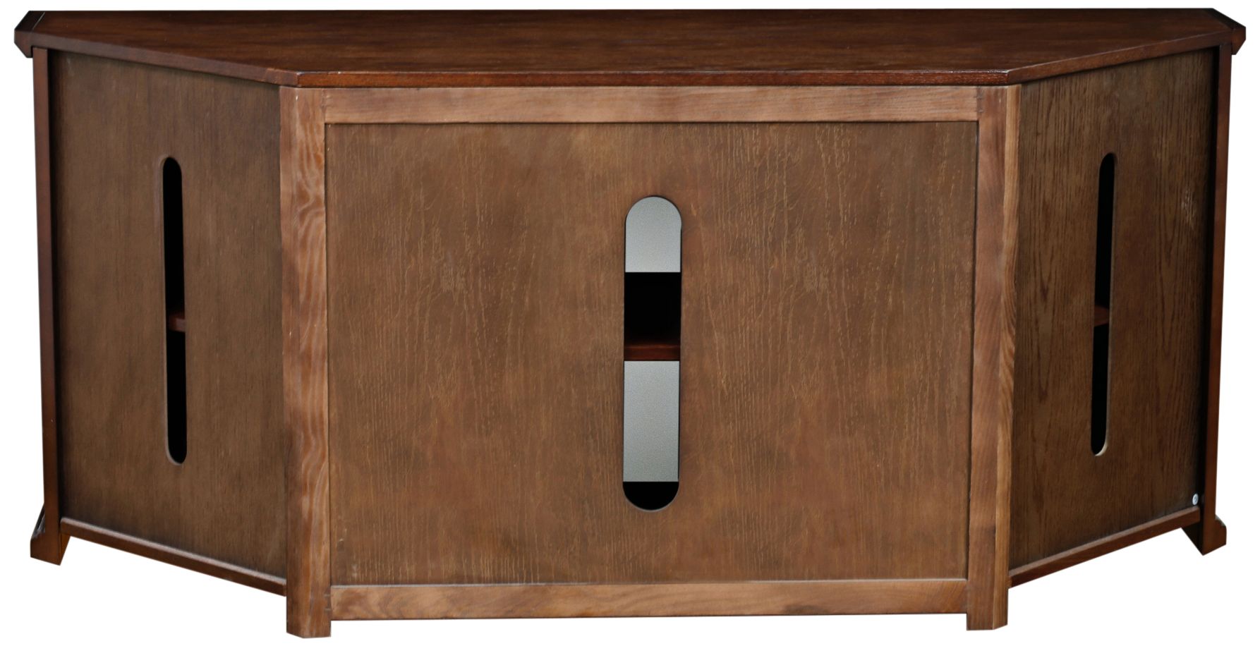 Image 5 Leick 56" Wide Burnished Oak Leaded Glass Corner TV Cabinet more views