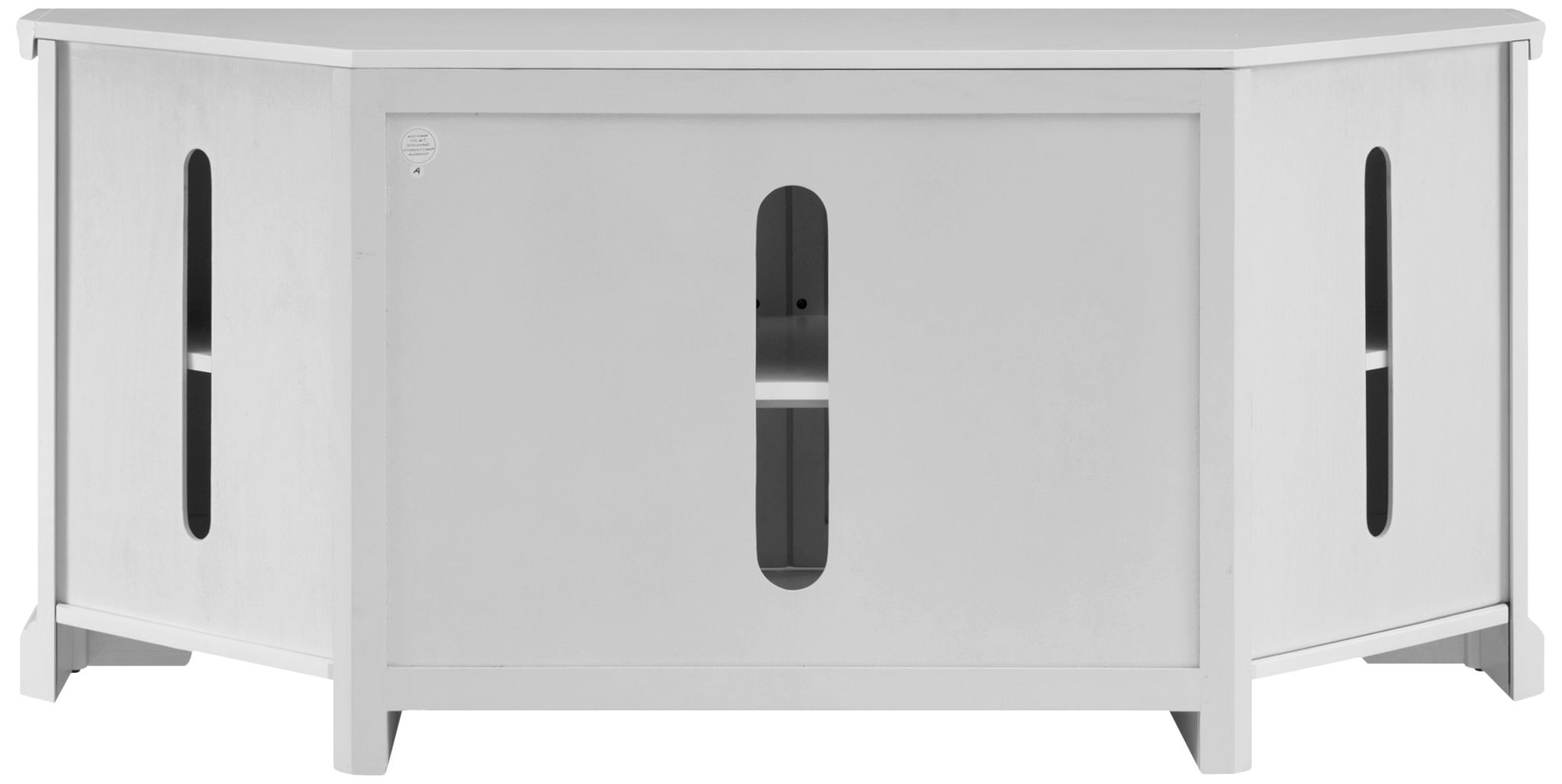 Leick 57" Wide White Wood Glass Door Corner TV Console