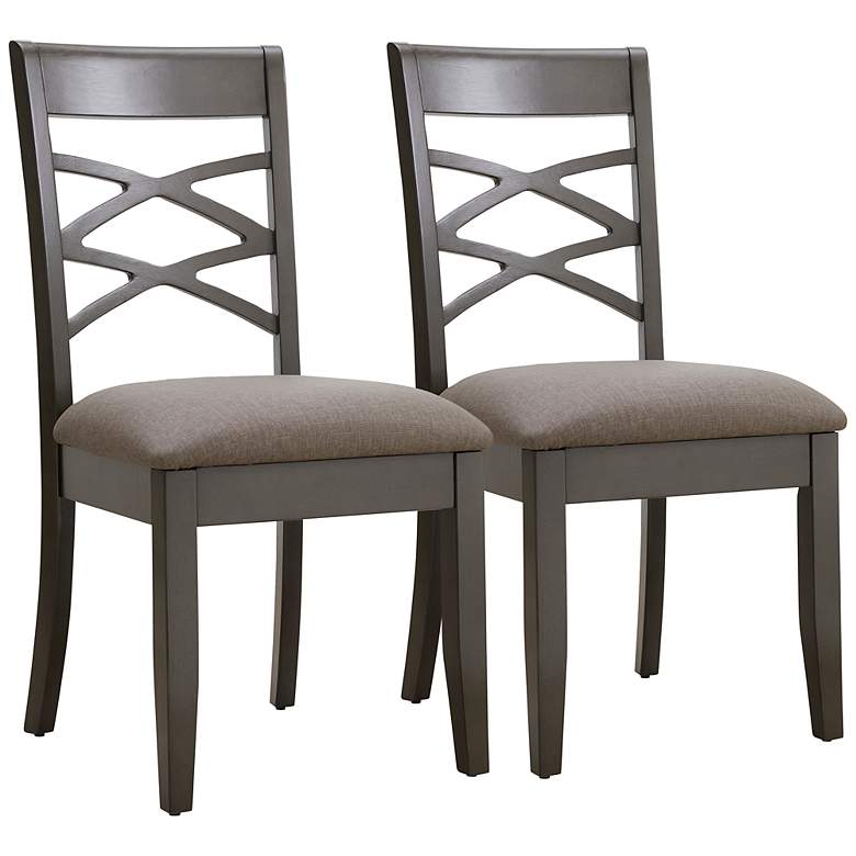 Image 2 Leick Adora Moss Heather Fabric Dining Chairs Set of 2