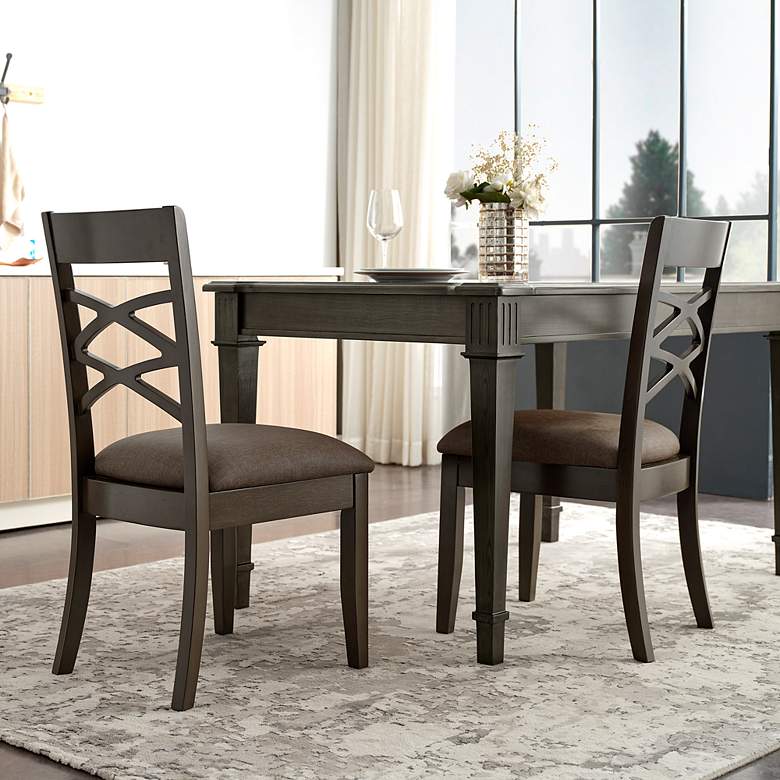 Image 1 Leick Adora Moss Heather Fabric Dining Chairs Set of 2