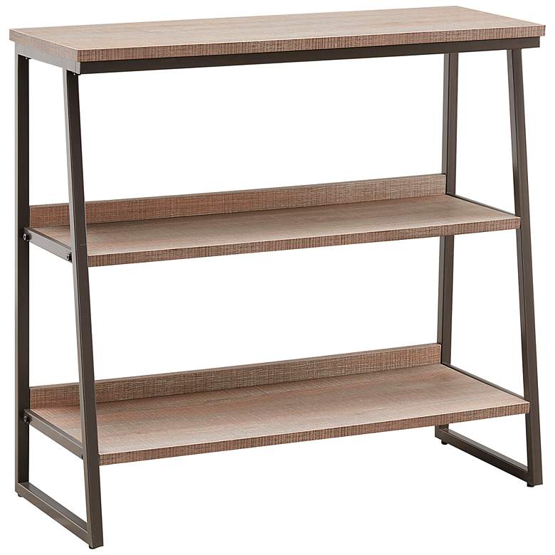 Image 2 Leick Antoinette 32" Wide Roughsawn Oak Gunmetal Bookshelf