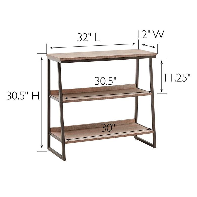 Image 7 Leick Antoinette 32" Wide Roughsawn Oak Gunmetal Bookshelf more views