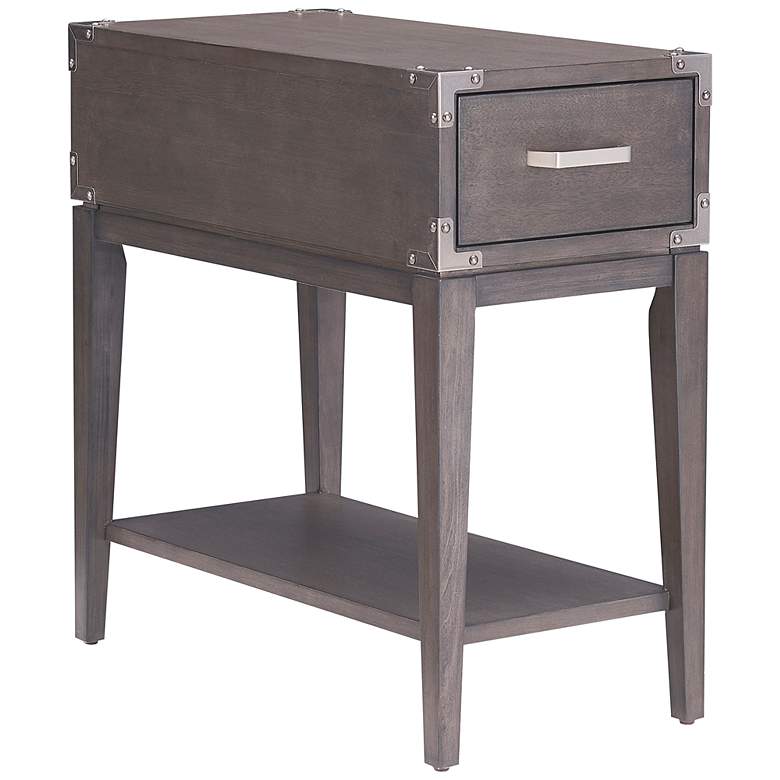 Image 2 Leick Beckett 12"W Soft Anthracite Wood 1-Drawer Side Table