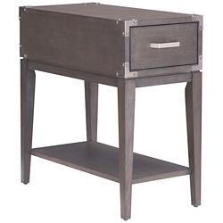 Leick Beckett 12&quot;W Soft Anthracite Wood 1-Drawer Side Table