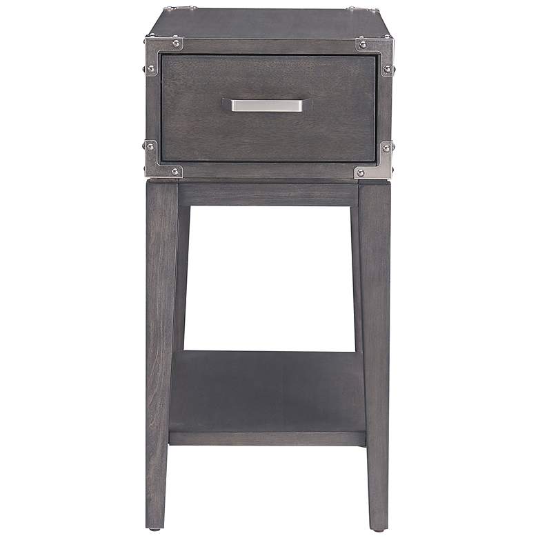 Image 6 Leick Beckett 12"W Soft Anthracite Wood 1-Drawer Side Table more views