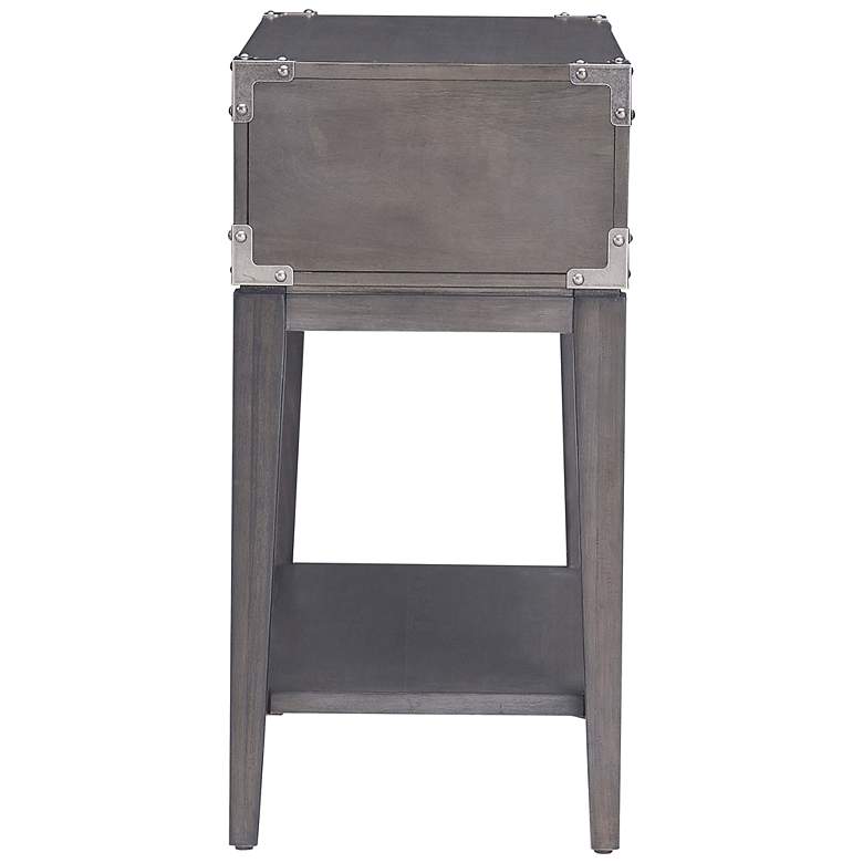 Image 7 Leick Beckett 12"W Soft Anthracite Wood 1-Drawer Side Table more views