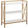 Leick Claudette 32" Wide White Wood Gold Metal Bookshelf