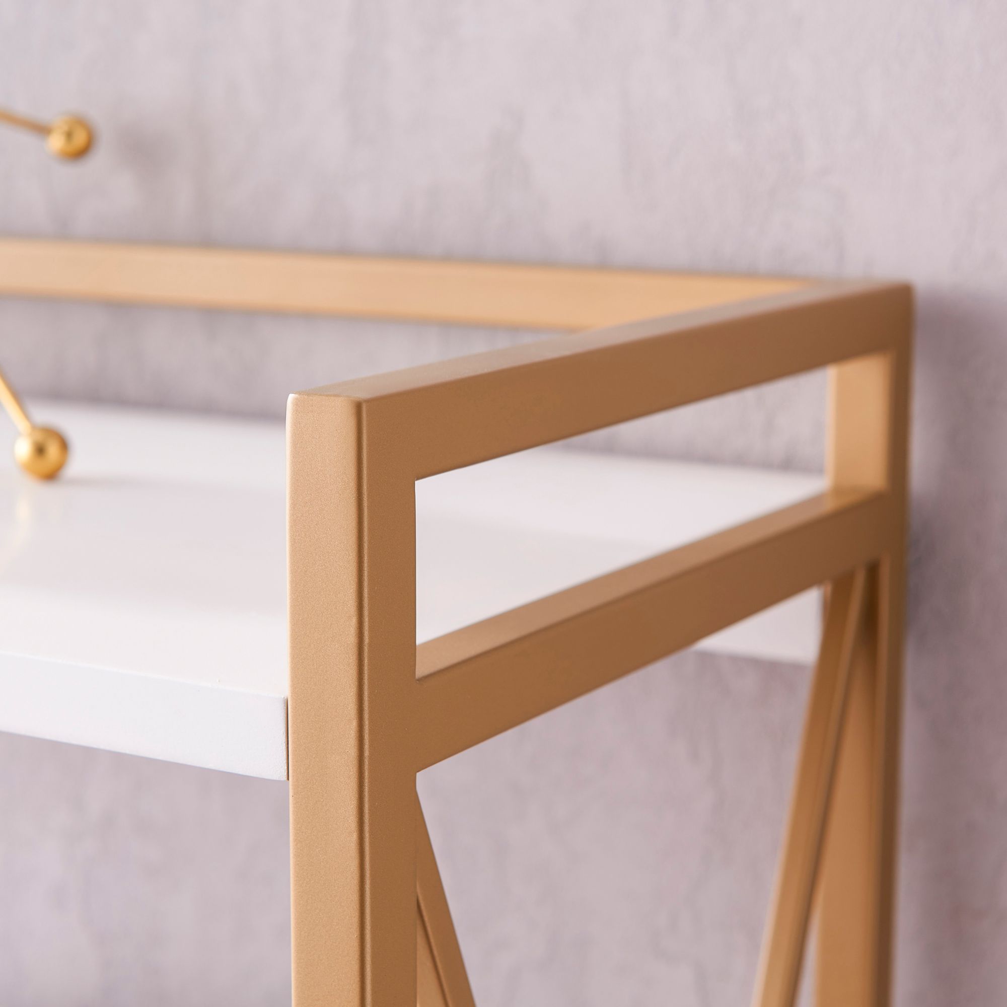 Image 4 Leick Claudette 32" Wide White Wood Gold Metal Bookshelf more views