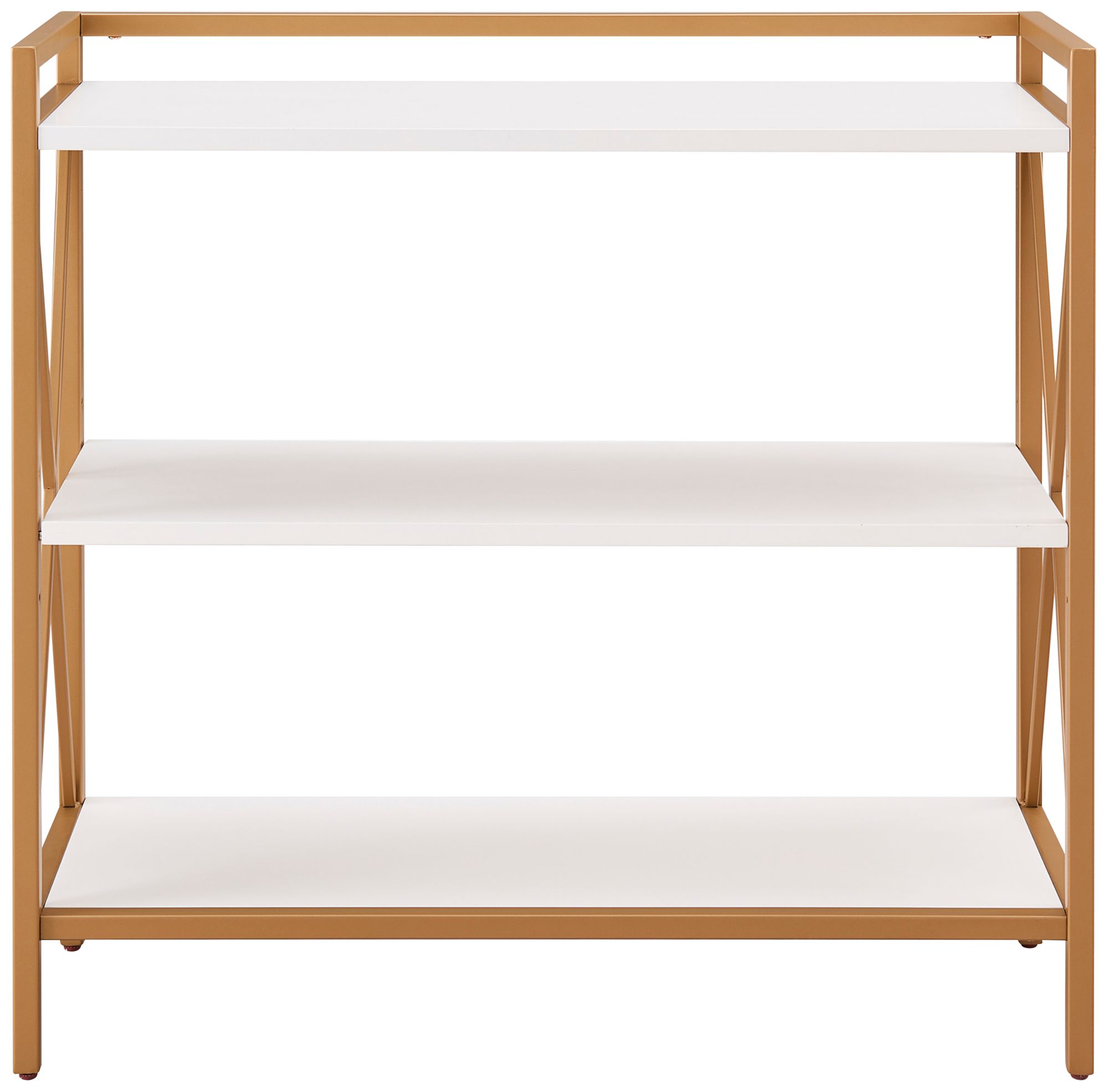 Image 5 Leick Claudette 32" Wide White Wood Gold Metal Bookshelf more views