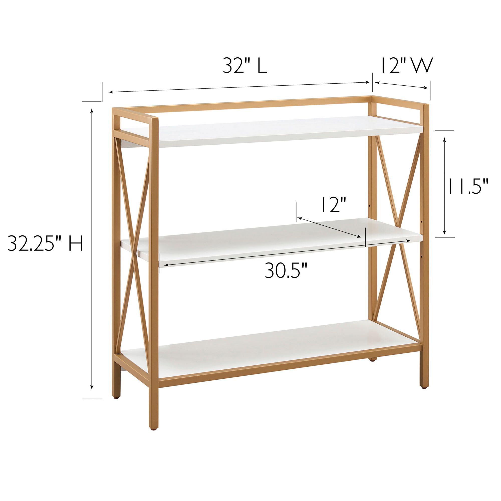 Image 6 Leick Claudette 32" Wide White Wood Gold Metal Bookshelf more views