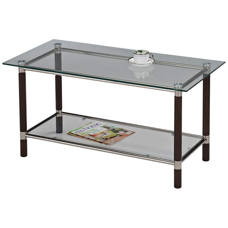 Image 1 Leick Coffee and Brushed Nickel Glass Top Coffee Table