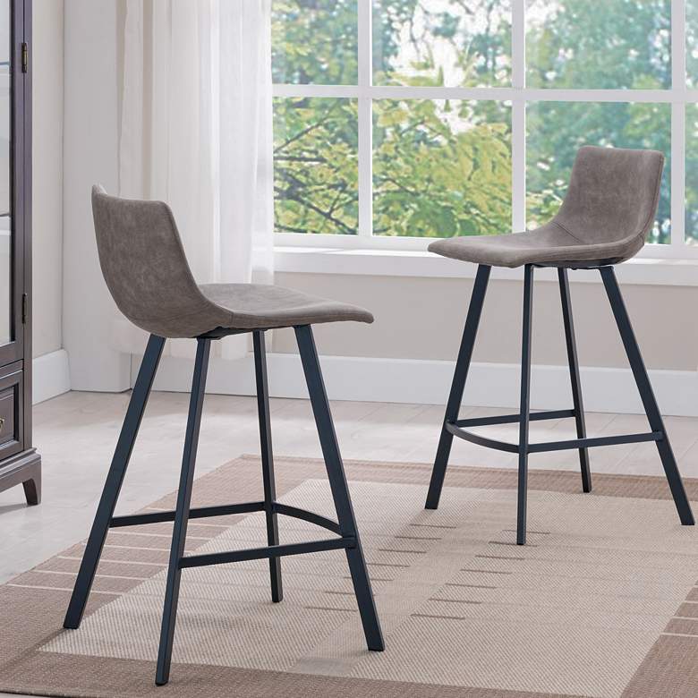 Image 1 Leick Dapple 24 1/2" Gray Counter Stools Set of 2