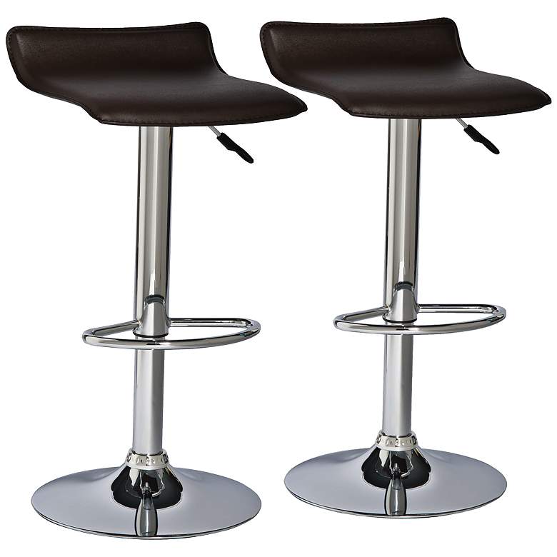 Image 1 Leick Dark Brown Swivel Adjustable Bar Stools Set of 2