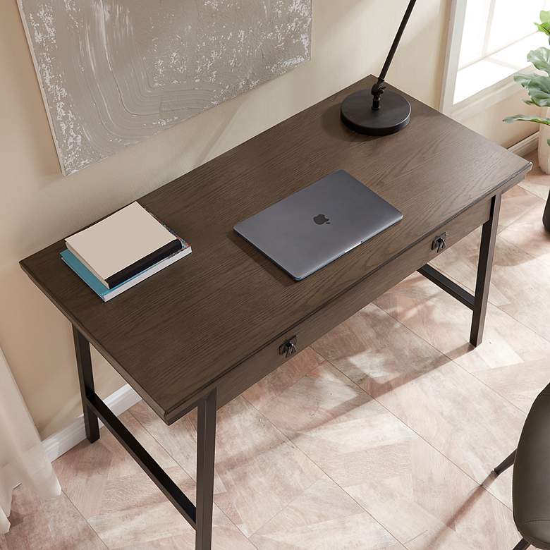Image 3 Leick Empiria 48" Wide Smoke Gray 1-Drawer Computer Desk more views