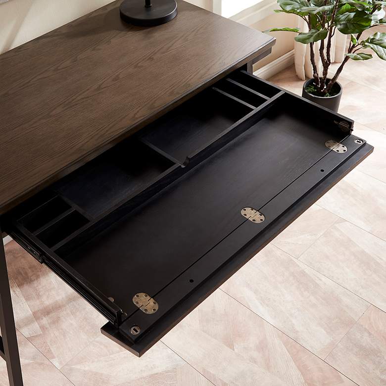 Image 5 Leick Empiria 48" Wide Smoke Gray 1-Drawer Computer Desk more views