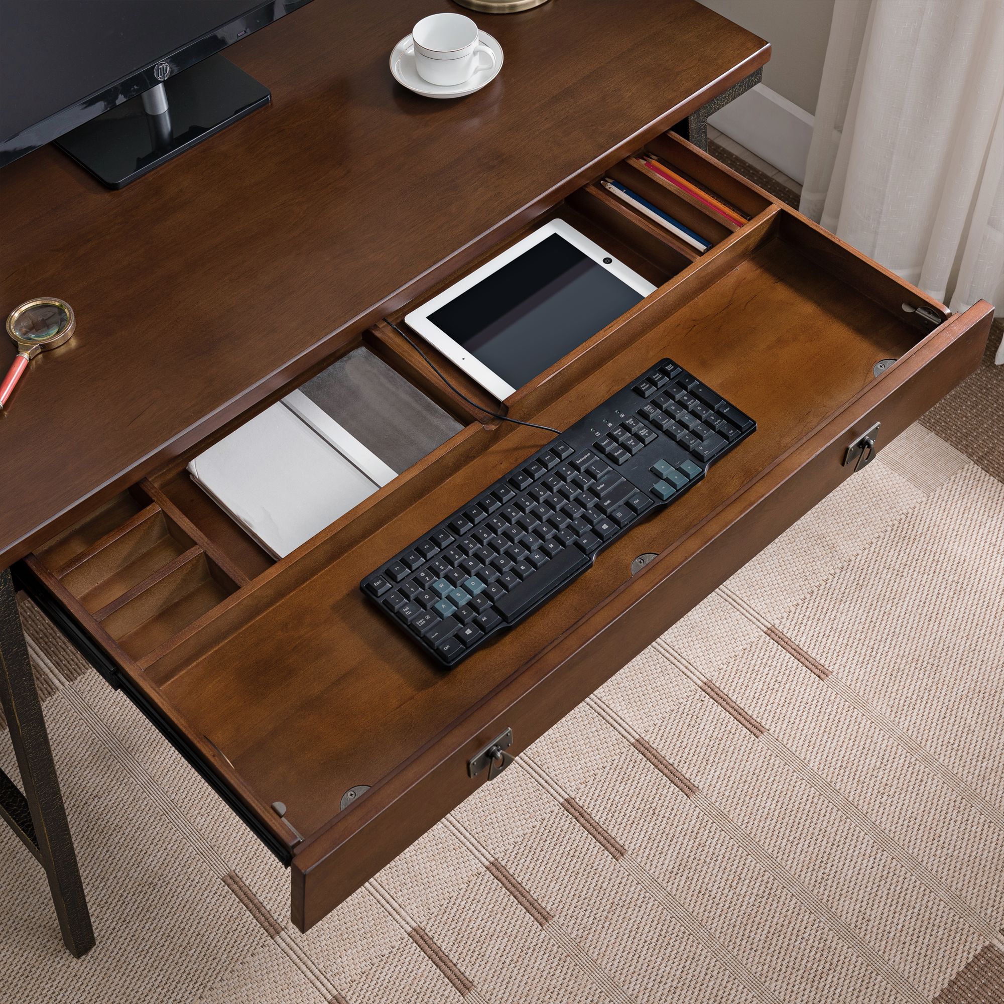 Leick Empiria 48" Wide Walnut Laptop Computer Desk