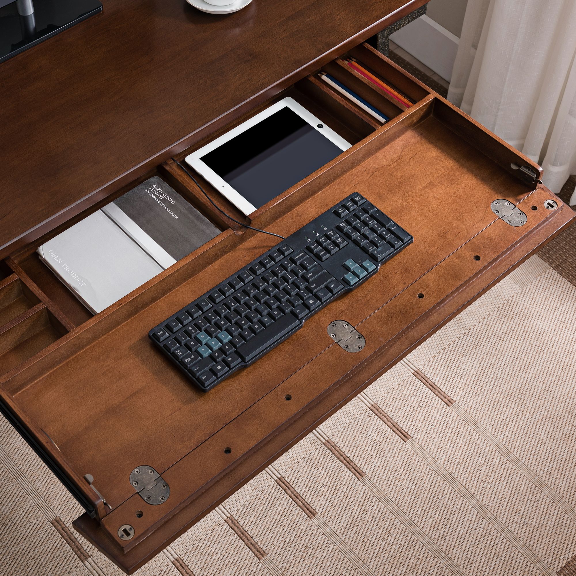 Leick Empiria 48" Wide Walnut Laptop Computer Desk
