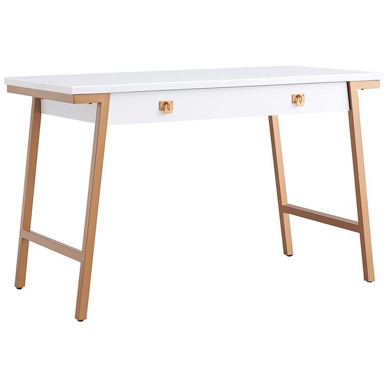 Image 2 Leick Empiria 48" Wide White Painted 1-Drawer Computer Desk