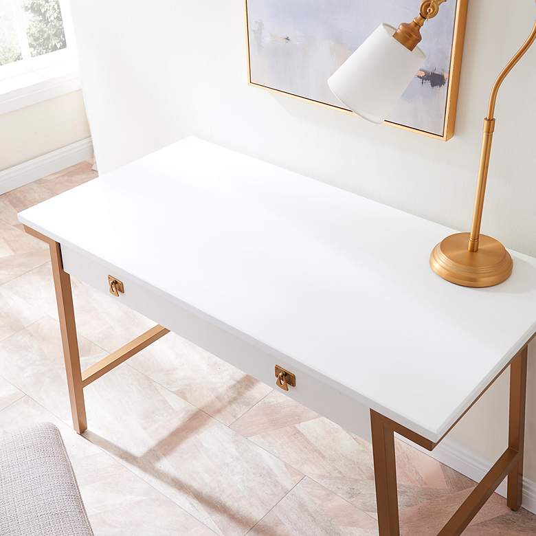 Image 3 Leick Empiria 48" Wide White Painted 1-Drawer Computer Desk more views