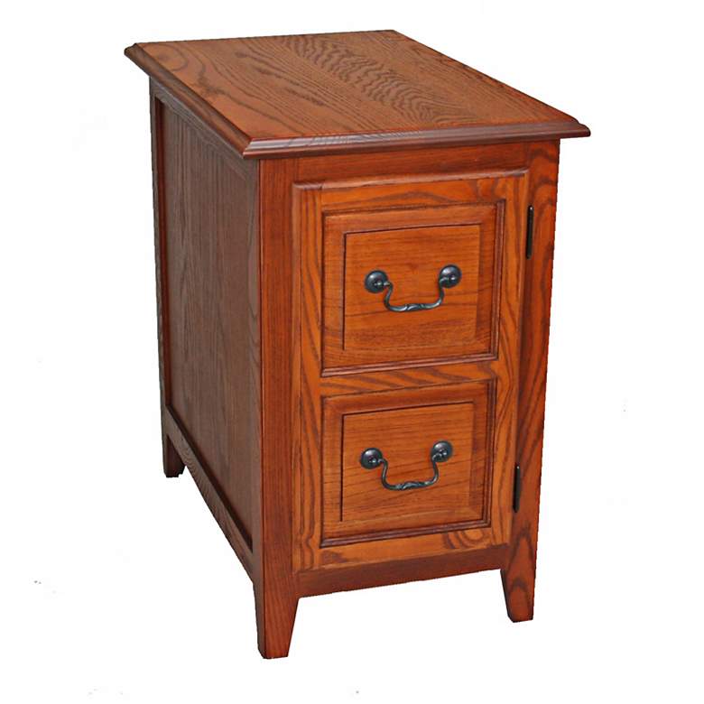 Image 1 Leick Furniture Shaker Style Oak Finish Cabinet End Table
