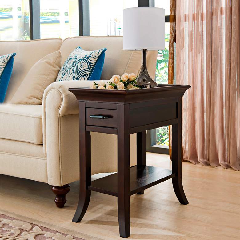 Image 1 Leick Home Simpson 13" Wide Chocolate Cherry Tray Edge Chairside Table